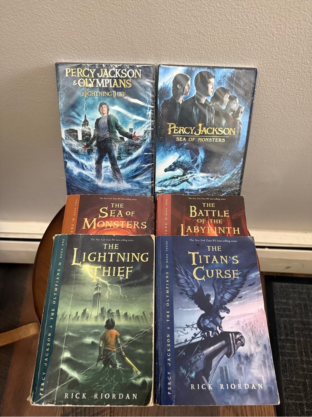 Percy Jackson & the Olympians Bundle - The first 4 paperbacks & 2 DVDs